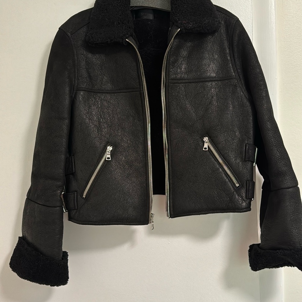 RTA Shearling Leather Moto Jacket